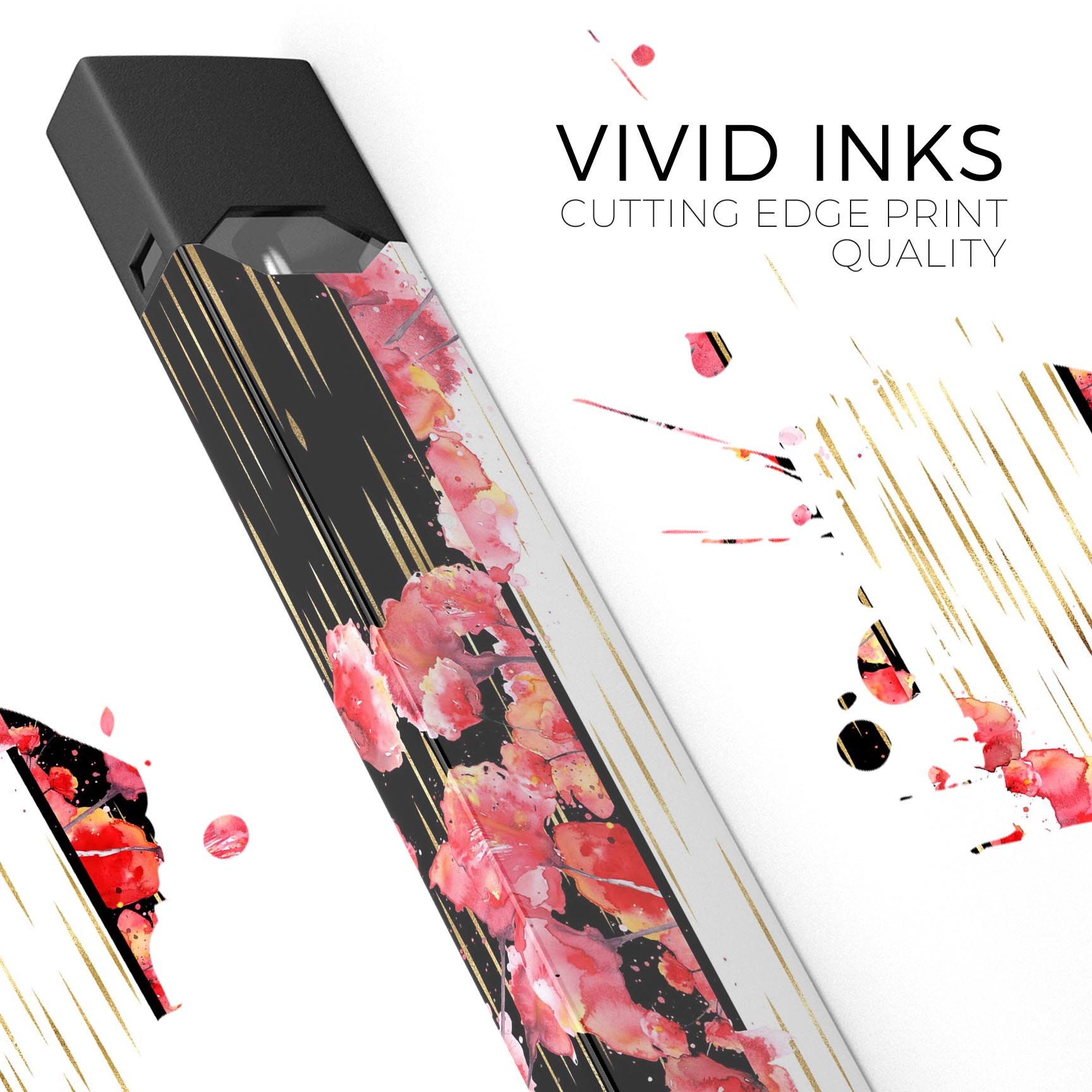 Karamfila Watercolo Poppies V5 skin-wrap for JUUL device featuring vibrant poppy design and protective layers.